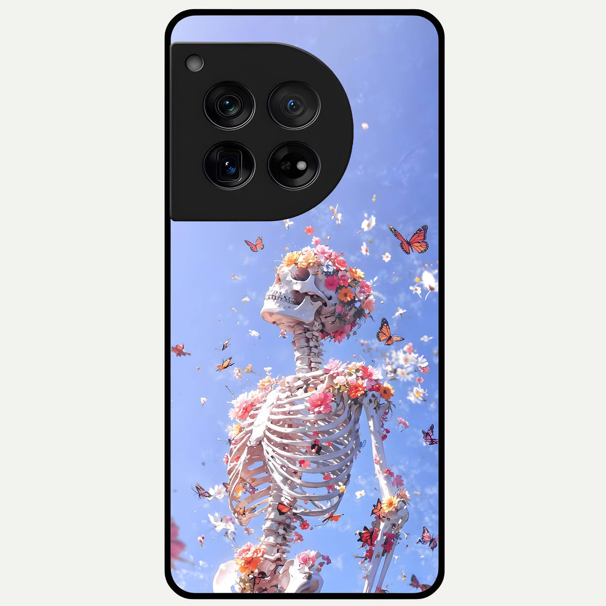  Bloom Beyond Bones Glass Case For OnePlus 12 back cover – full design glossy printed glass finish