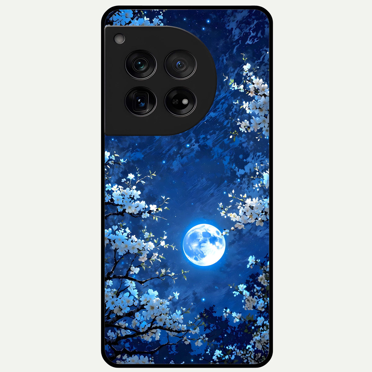  Blossom Moonlight Sky Glass Case For OnePlus 12 back cover – full design glossy printed glass finish