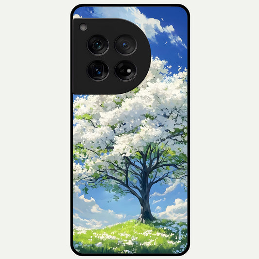  Blossom Sky Serenity Glass Case For OnePlus 12 back cover – full design glossy printed glass finish