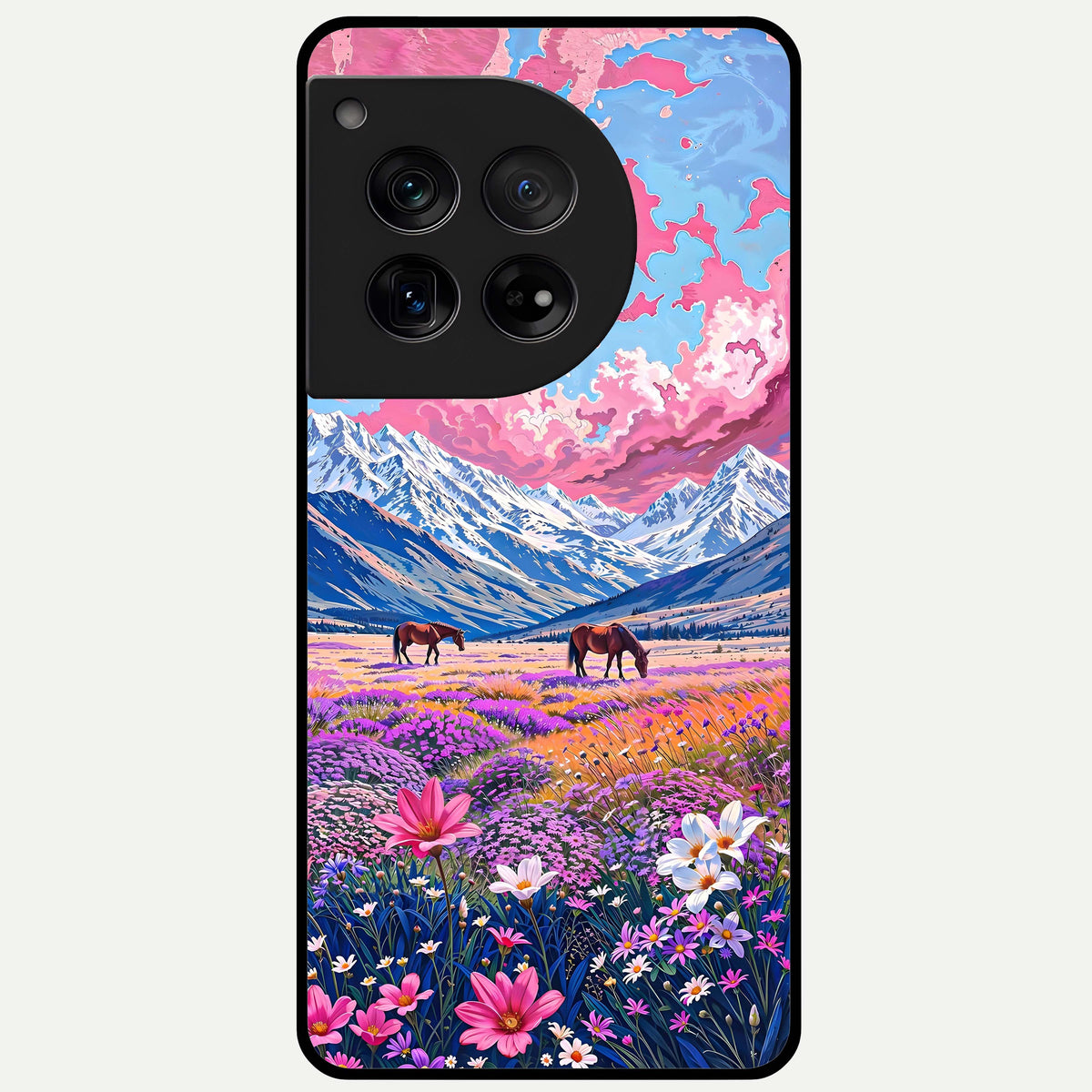  Blossom Valley Dream Glass Case For OnePlus 12 back cover – full design glossy printed glass finish