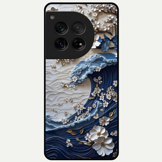  Blossom Wave Art Glass Case For OnePlus 12 back cover – full design glossy printed glass finish