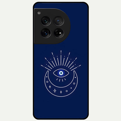  Blue Evil Eye Glass Case For OnePlus 12 back cover – full design glossy printed glass finish