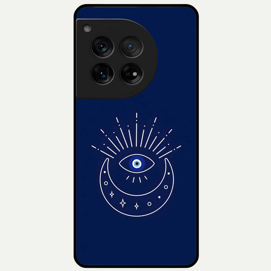  Blue Evil Eye Glass Case For OnePlus 12 back cover – full design glossy printed glass finish