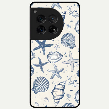  Blue Ocean Outline Glass Case For OnePlus 12 back cover – full design glossy printed glass finish