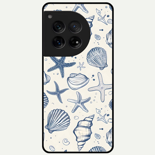  Blue Ocean Outline Glass Case For OnePlus 12 back cover – full design glossy printed glass finish