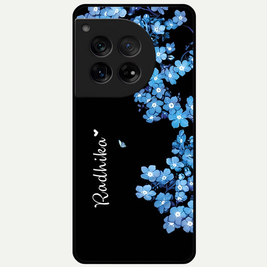  Blue Petal Dream Custom Name Glass Case For OnePlus 12 back cover – full design glossy printed glass finish