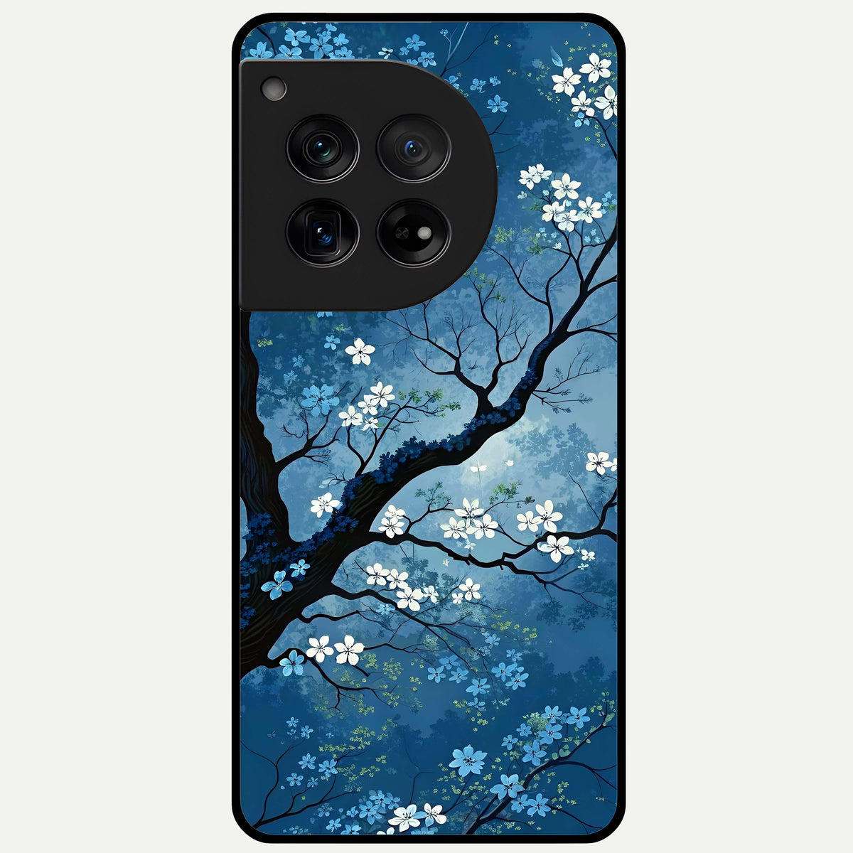  Blue Tree Serenity Glass Case For OnePlus 12 back cover – full design glossy printed glass finish
