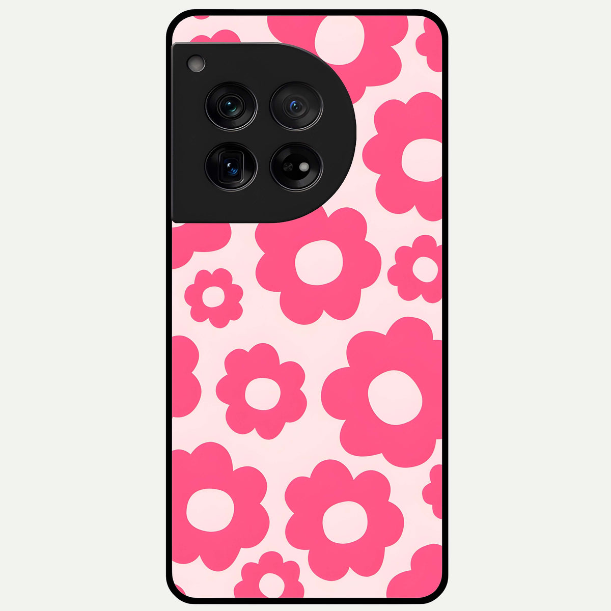  Blush Flower Pop Glass Case For OnePlus 12 back cover – full design glossy printed glass finish
