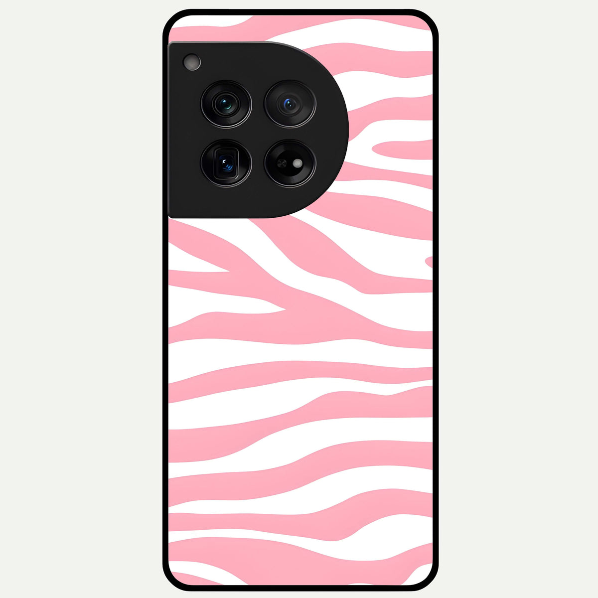  Blush Zebra Flow Glass Case For OnePlus 12 back cover – full design glossy printed glass finish