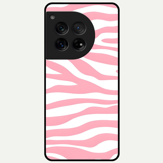  Blush Zebra Flow Glass Case For OnePlus 12 back cover – full design glossy printed glass finish