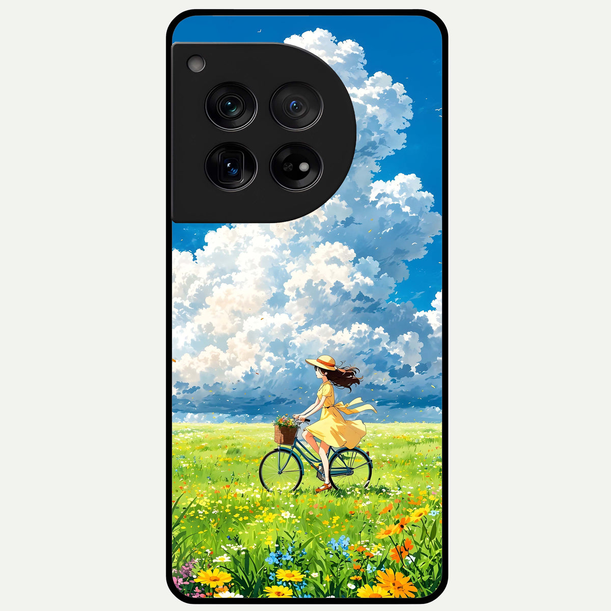  Breezy Meadow Ride Glass Case For OnePlus 12 back cover – full design glossy printed glass finish