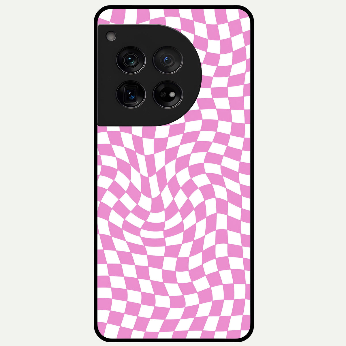  Bubblegum Check Wave Glass Case For OnePlus 12 back cover – full design glossy printed glass finish