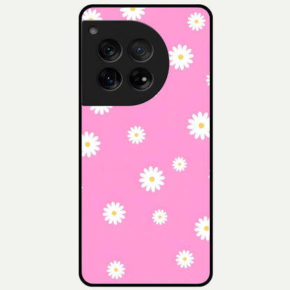  Bubblegum Daisy Pop Glass Case For OnePlus 12 back cover – full design glossy printed glass finish