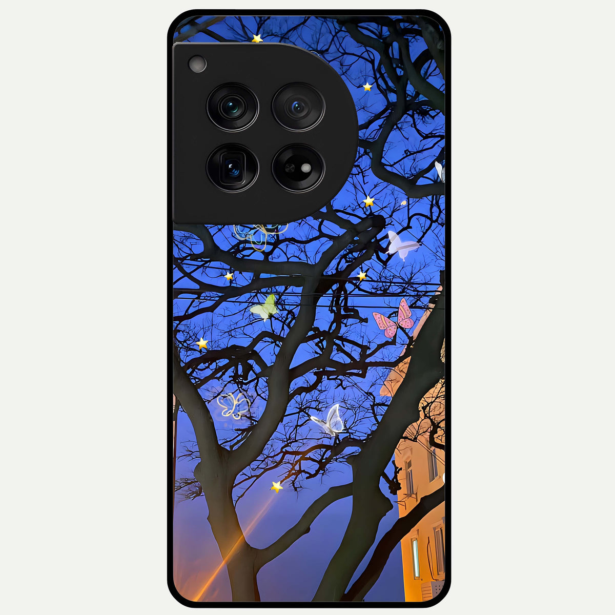  Butterfly Night Magic Glass Case For OnePlus 12 back cover – full design glossy printed glass finish