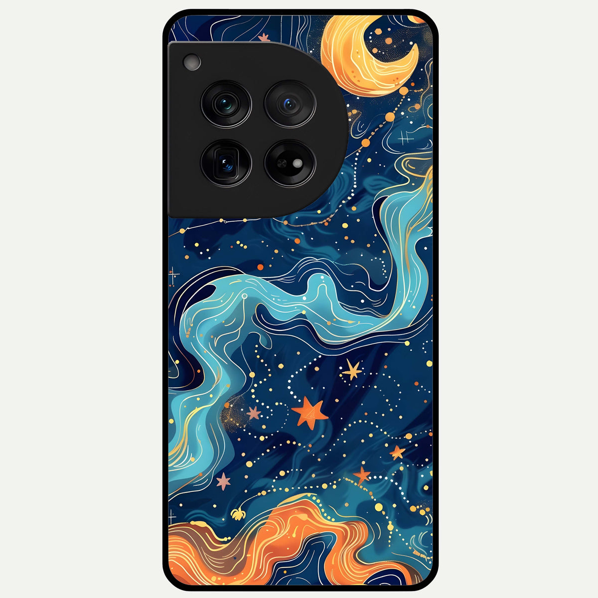  Celestial Dream Flow Glass Case For OnePlus 12 back cover – full design glossy printed glass finish