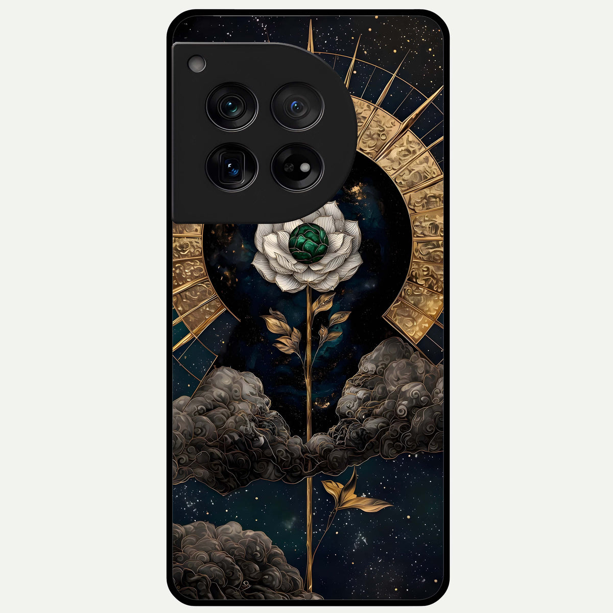  Celestial Lotus Morang Glass Case For OnePlus 12 back cover – full design glossy printed glass finish