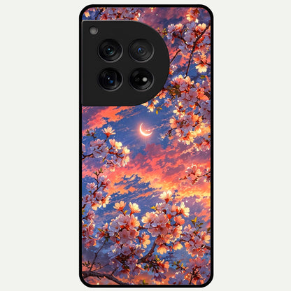 Celestial Sakura Sunset Glass Case For OnePlus 12 back cover – full design glossy printed glass finish