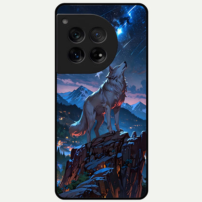  Celestial Wolf Howl Glass Case For OnePlus 12 back cover – full design glossy printed glass finish