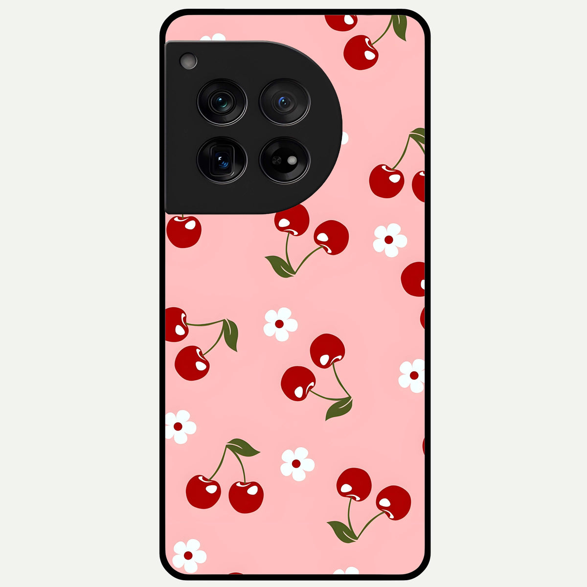  Cherry Love Mood Glass Case For OnePlus 12 back cover – full design glossy printed glass finish
