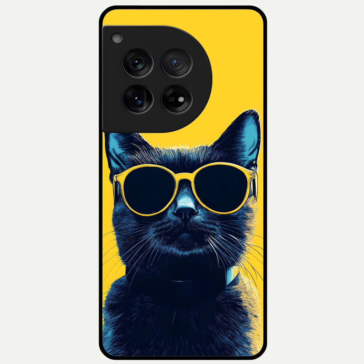  Cool Cat Vibes Glass Case For OnePlus 12 back cover – full design glossy printed glass finish