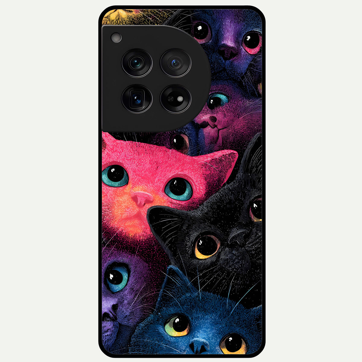  Cosmic Cats Dreams Glass Case For OnePlus 12 back cover – full design glossy printed glass finish