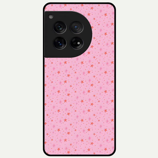  Cosmic Pink Sparkle Glass Case For OnePlus 12 back cover – full design glossy printed glass finish