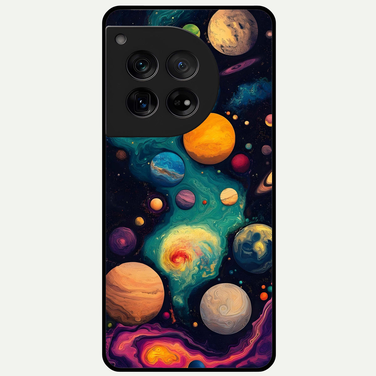  Cosmic Planet Journey Glass Case For OnePlus 12 back cover – full design glossy printed glass finish