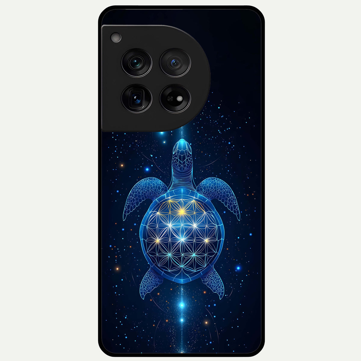  Crimson Blue Turtle Glass Case For OnePlus 12 back cover – full design glossy printed glass finish
