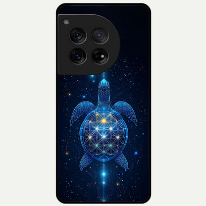  Crimson Blue Turtle Glass Case For OnePlus 12 back cover – full design glossy printed glass finish