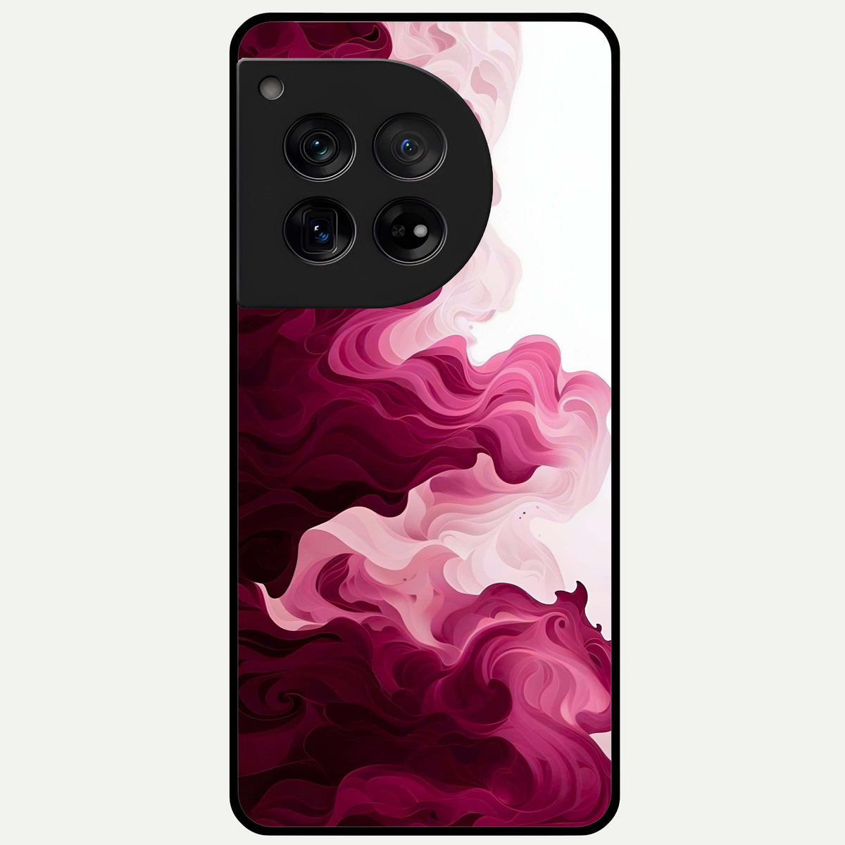  Crimson Wave Flow Glass Case For OnePlus 12 back cover – full design glossy printed glass finish