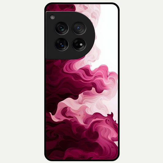  Crimson Wave Flow Glass Case For OnePlus 12 back cover – full design glossy printed glass finish
