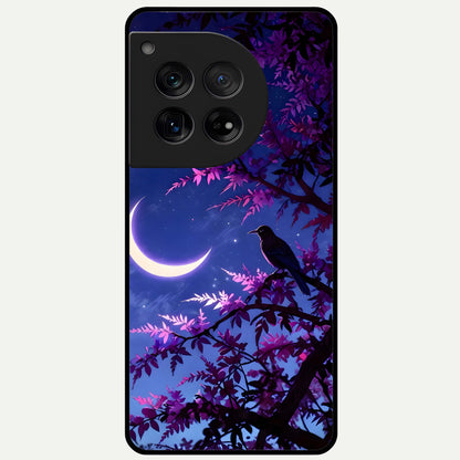  Crow And Moon Scenery Glass Case For OnePlus 12 back cover – full design glossy printed glass finish