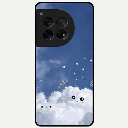  Cute Blossom Cloud Glass Case For OnePlus 12 back cover – full design glossy printed glass finish
