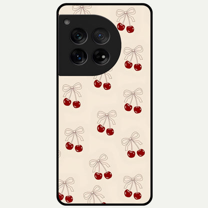  Cute Cherry Pattern Glass Case For OnePlus 12 back cover – full design glossy printed glass finish