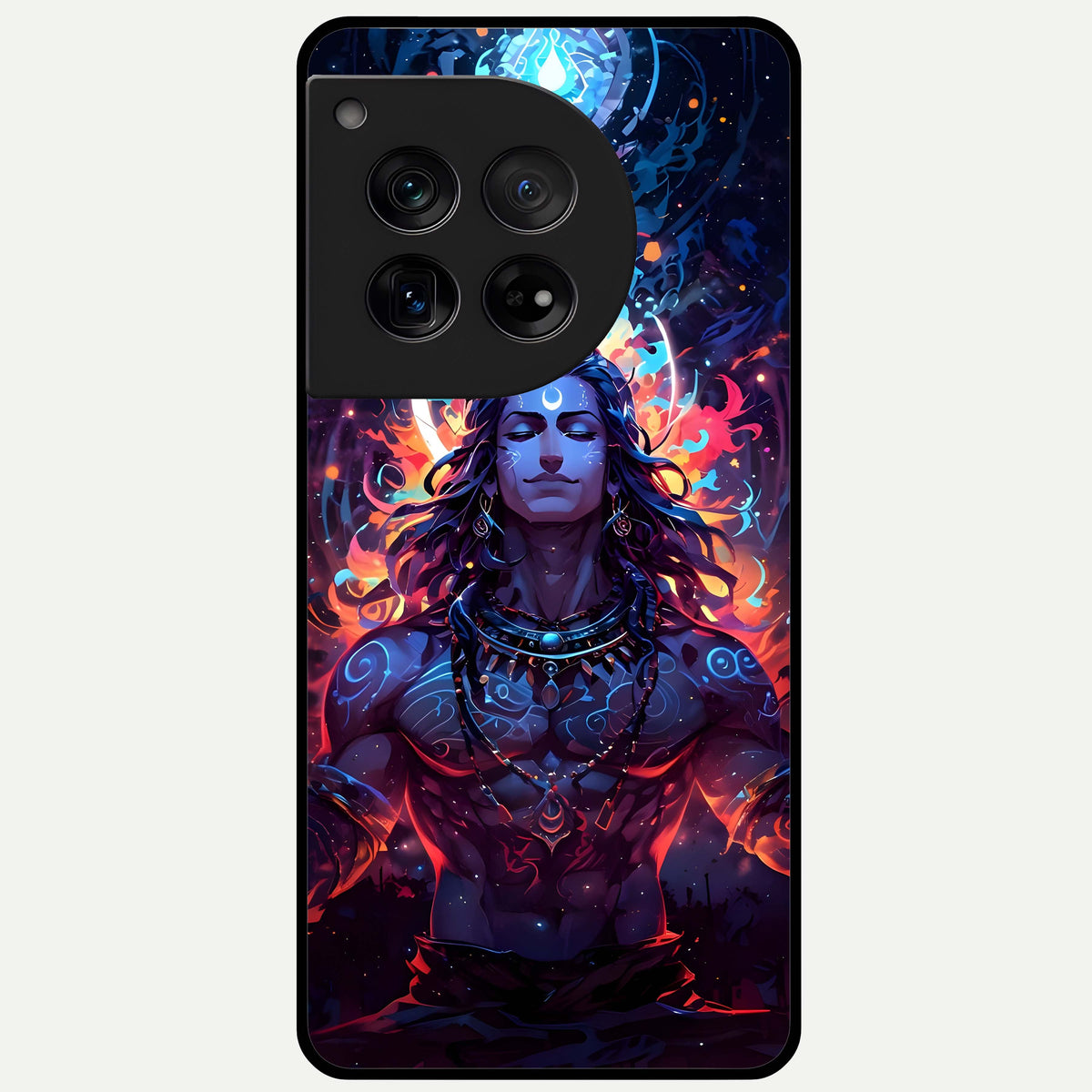  Divine Fire Shiv Glass Case For OnePlus 12 back cover – full design glossy printed glass finish