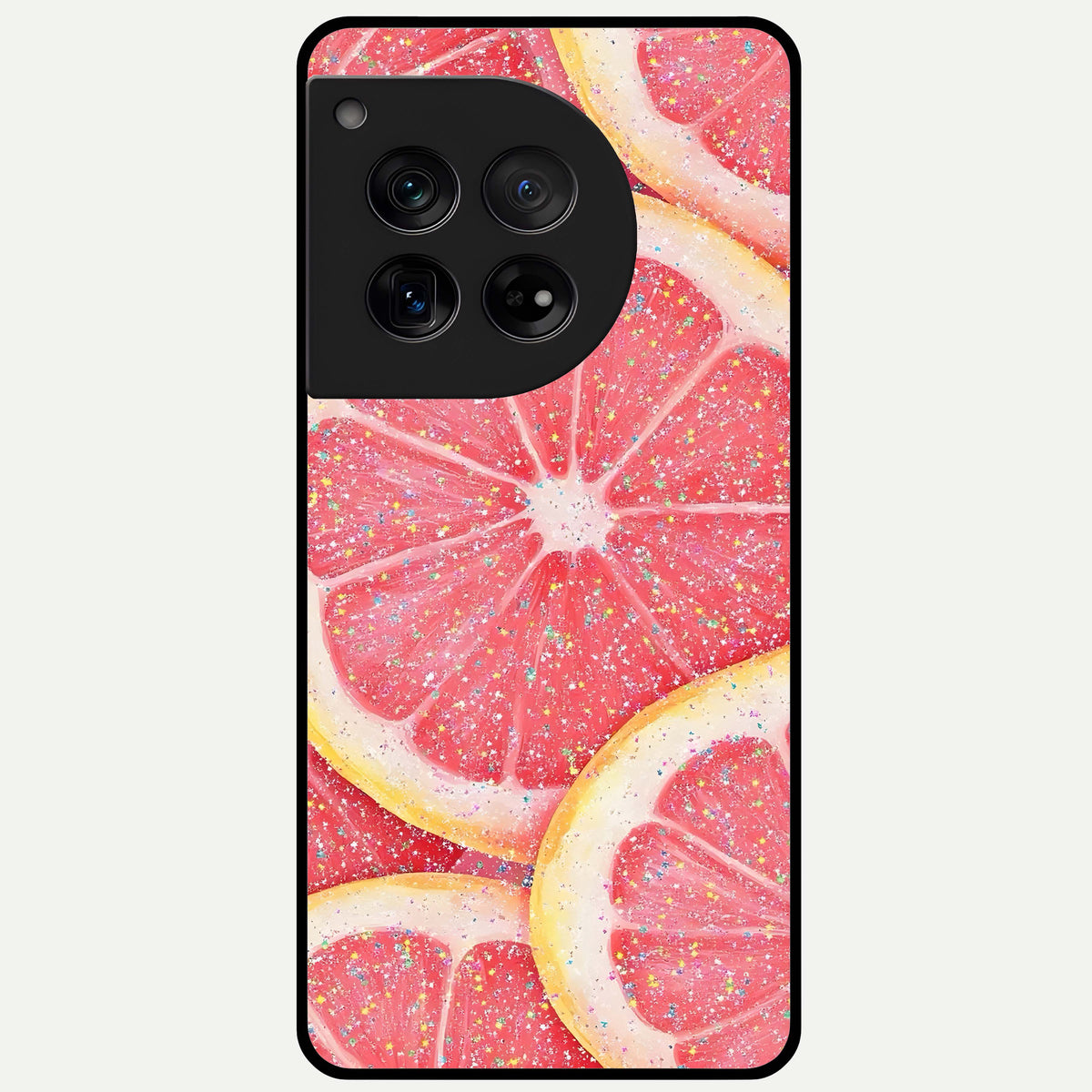  Glitter Grapefruit Glass Case For OnePlus 12 back cover – full design glossy printed glass finish
