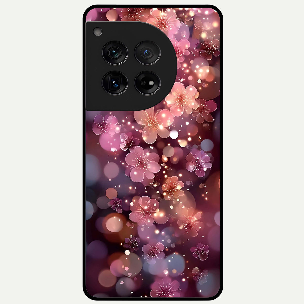  Glowing Petal Bliss Glass Case For OnePlus 12 back cover – full design glossy printed glass finish