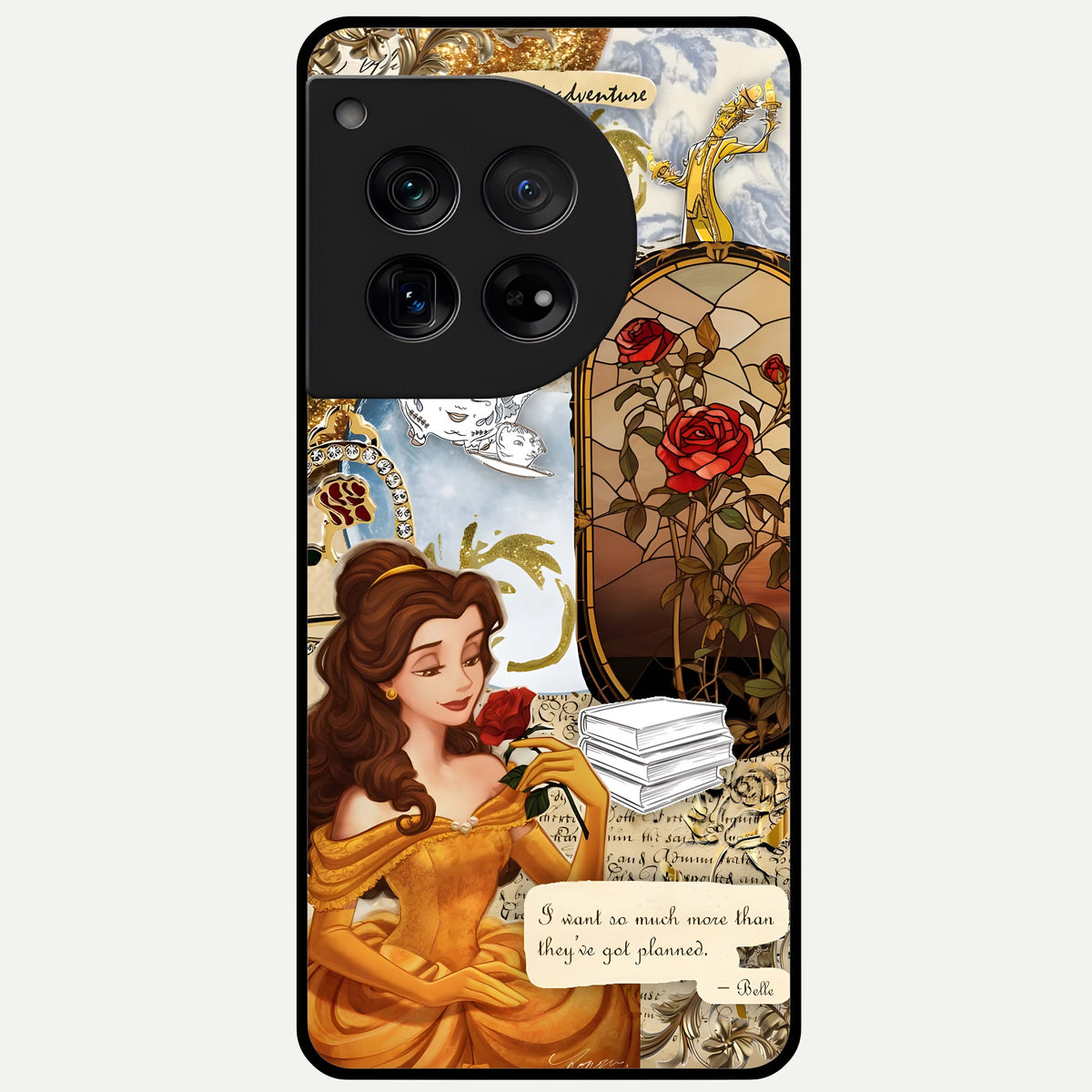 Golden Dream Belle Glass Case For OnePlus 12 back cover – full design glossy printed glass finish