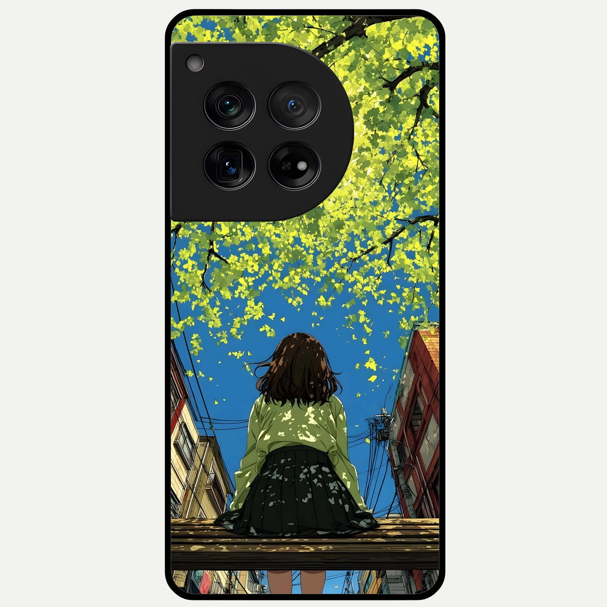  Golden Leaves Glow Glass Case For OnePlus 12 back cover – full design glossy printed glass finish