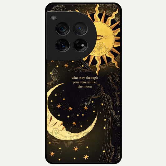  Golden Lunar Love Glass Case For OnePlus 12 back cover – full design glossy printed glass finish