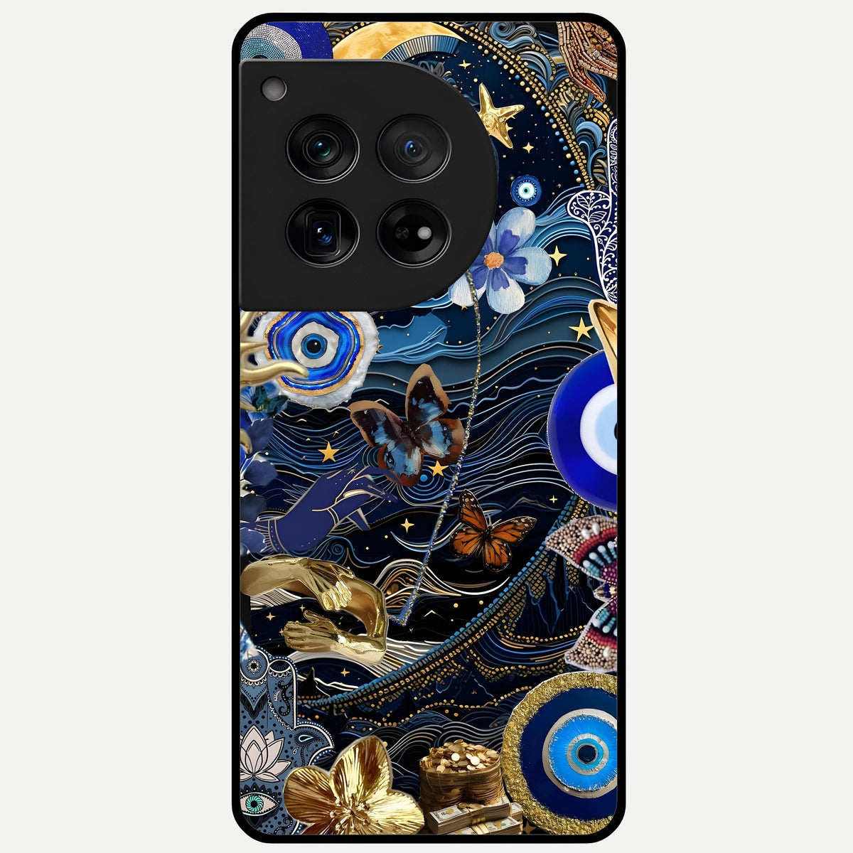  Golden Moon Magic Glass Case For OnePlus 12 back cover – full design glossy printed glass finish