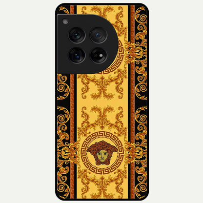  Golden Royal Heritage Glass Case For OnePlus 12 back cover – full design glossy printed glass finish
