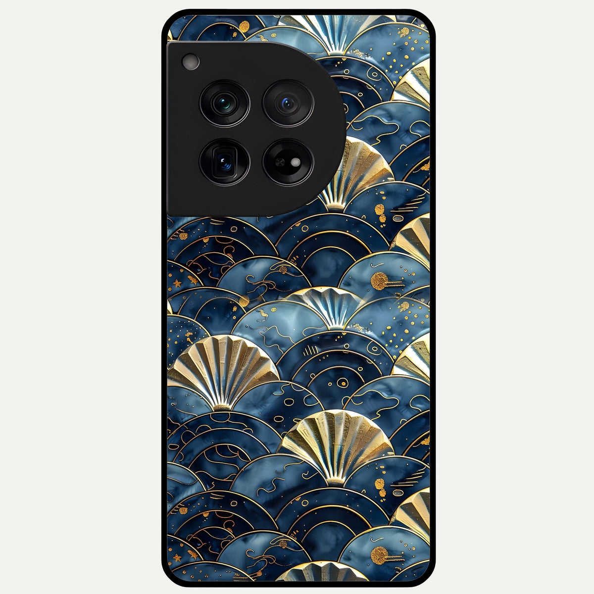  Golden Wave Luxe Glass Case For OnePlus 12 back cover – full design glossy printed glass finish