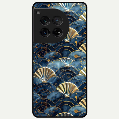  Golden Wave Luxe Glass Case For OnePlus 12 back cover – full design glossy printed glass finish