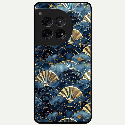  Golden Wave Luxe Glass Case For OnePlus 12 back cover – full design glossy printed glass finish