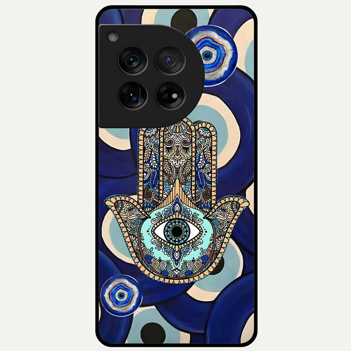  Hamsa Divine Guard Glass Case For OnePlus 12 back cover – full design glossy printed glass finish