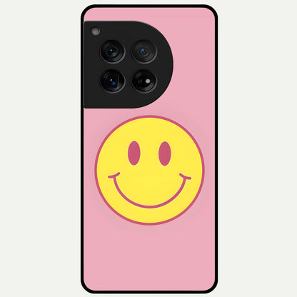  Happy Pink Mood Glass Case For OnePlus 12 back cover – full design glossy printed glass finish