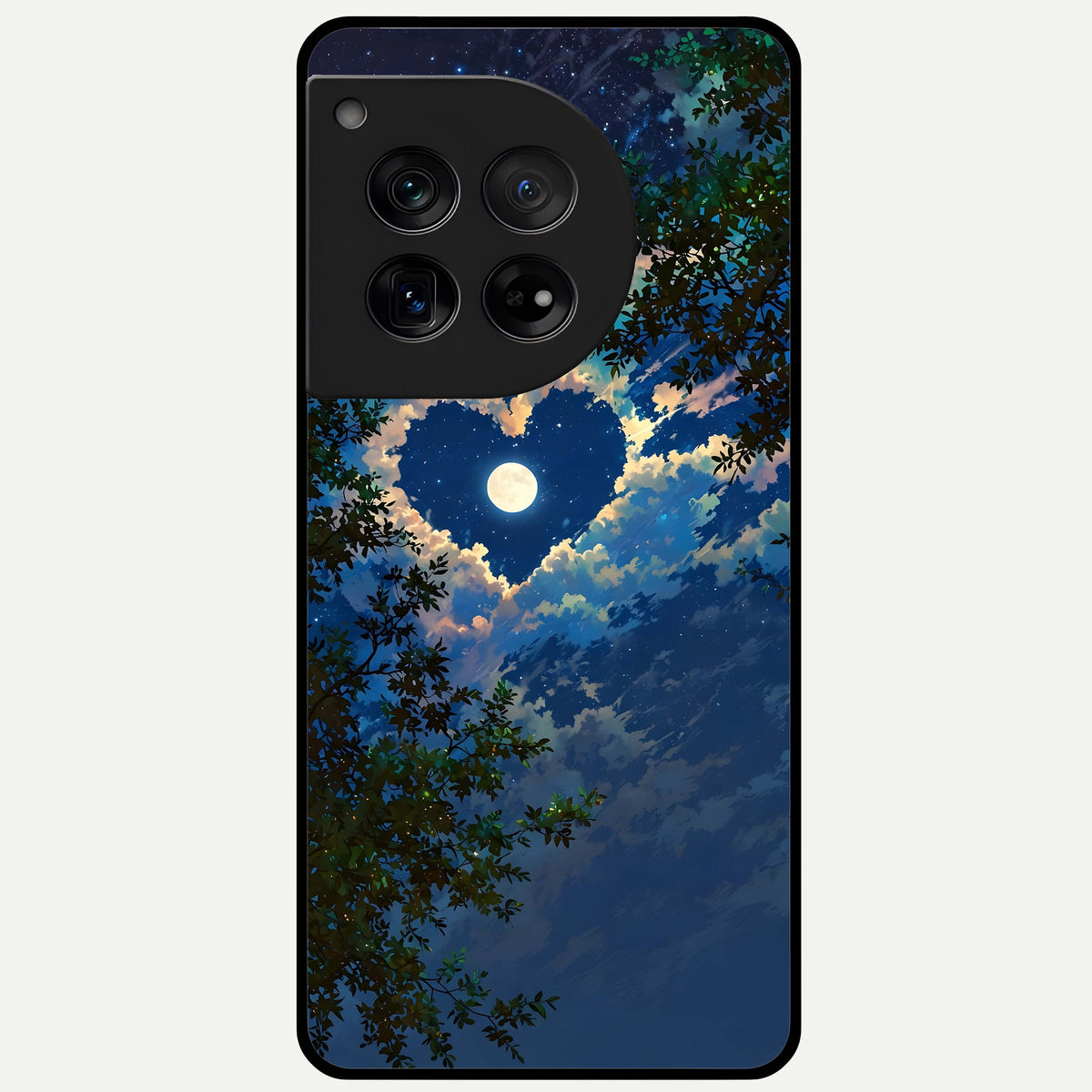  Heart With Moon Sky Glass Case For OnePlus 12 back cover – full design glossy printed glass finish
