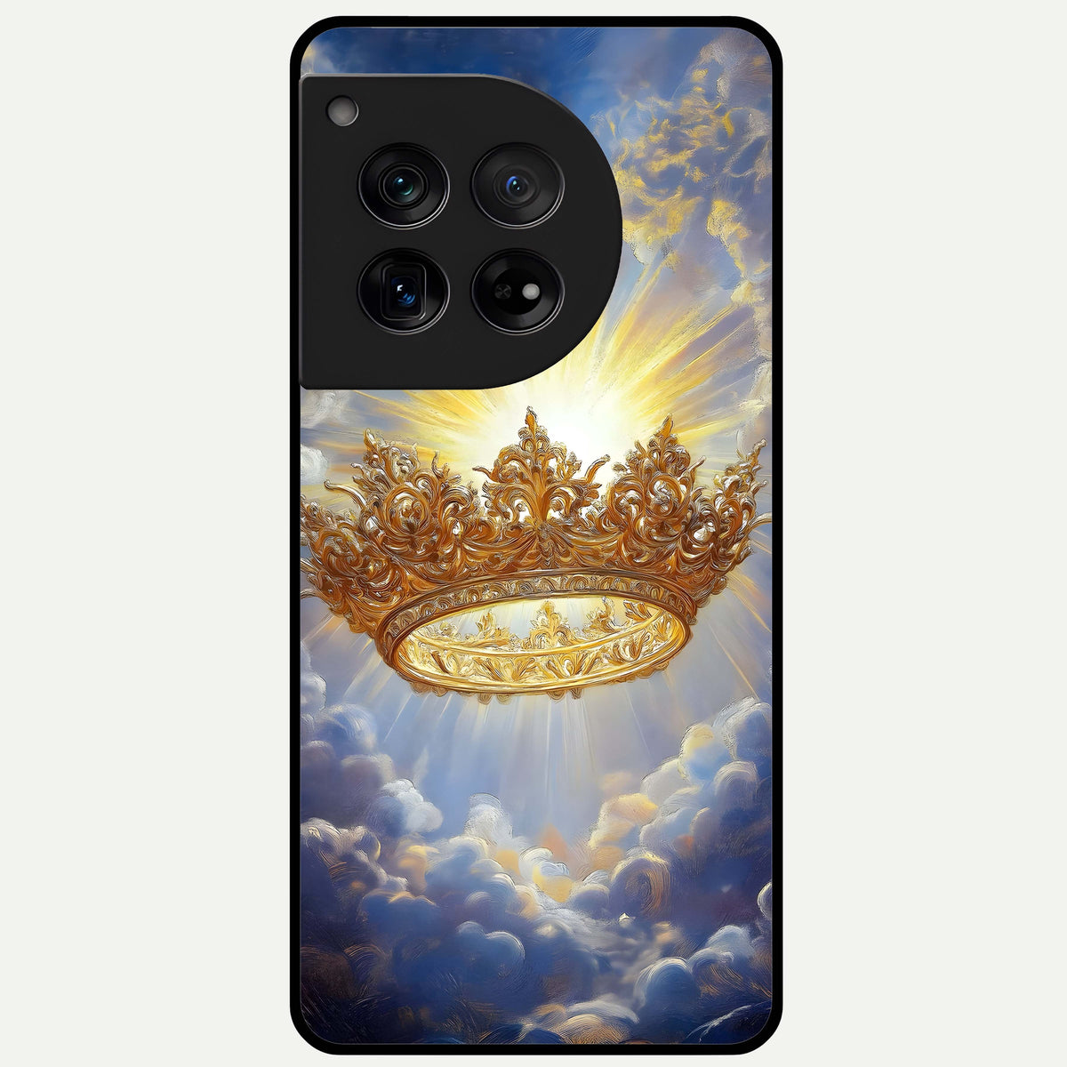  Heavenly Crown Light Glass Case For OnePlus 12 back cover – full design glossy printed glass finish