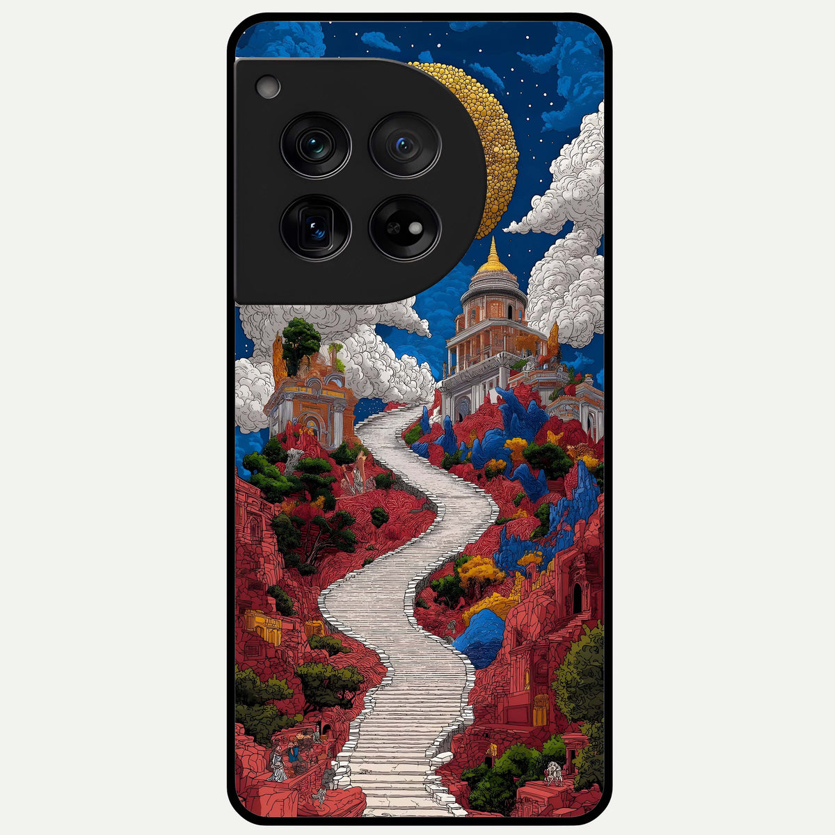  Heavenly Moon Path Glass Case For OnePlus 12 back cover – full design glossy printed glass finish